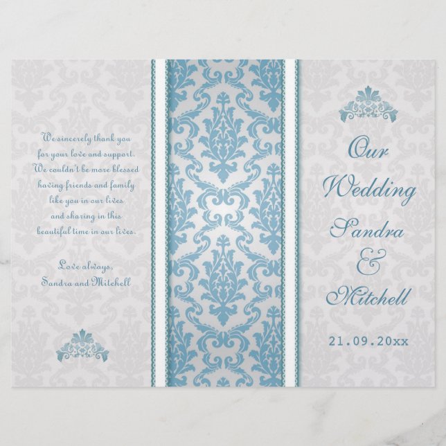 Damasco azul claro no Programa Casamento de prata (Frente)