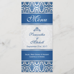 Damasco azul escuro no menu prateado