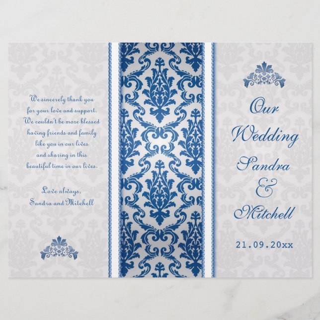 Damasco azul escuro no Programa Casamento de prata (Frente)