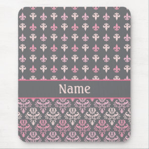 Damasco cinzento personalizado Mousepad da flor de