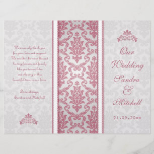 Damasco cor-de-rosa no programa do casamento de