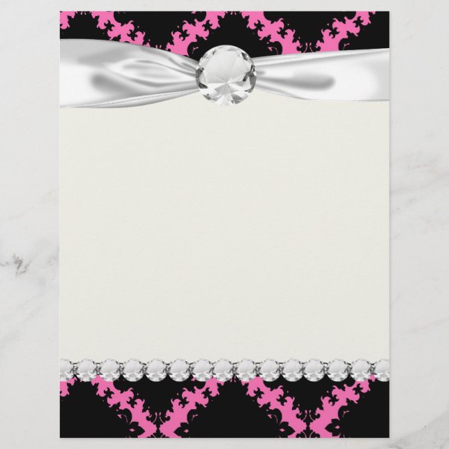 damasco de diamante preto rosa quente (Frente)