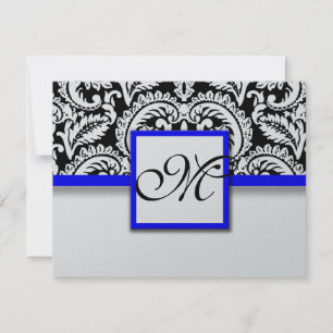 Damasco de Flor Preto com Placa RSVP Real Blue Tri