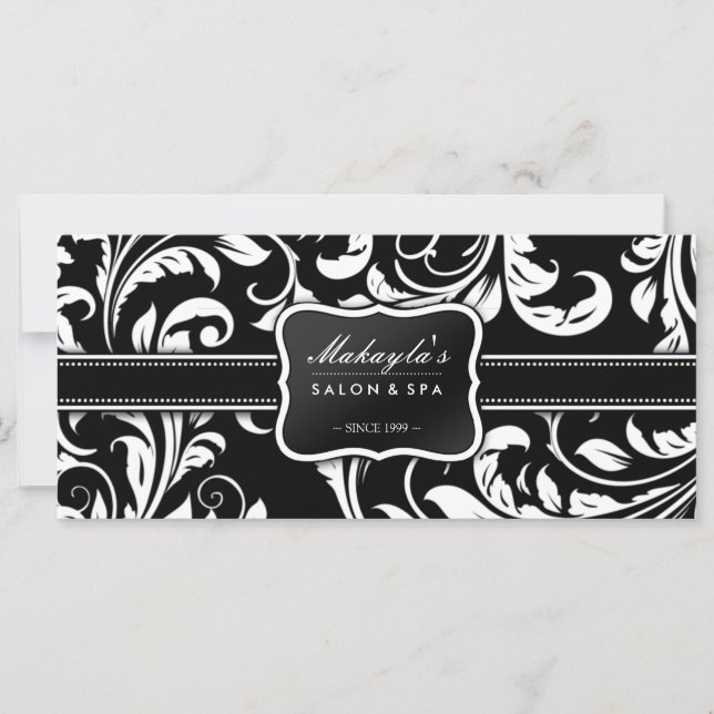 Damasco Floral Branco e Preto Elegante (Frente)