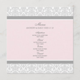 Damasco floral cinzento do rosa do menu do