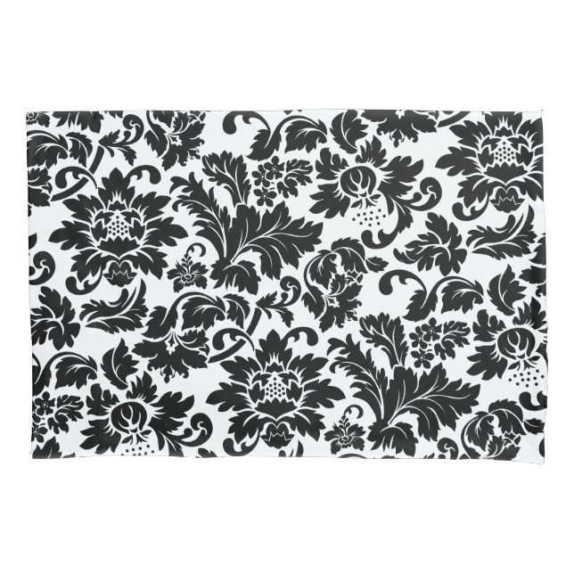 Damasco Floral Preto E Branco (Frente)