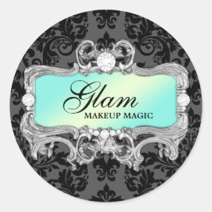 Damasco louco Glam do preto da etiqueta do Aqua