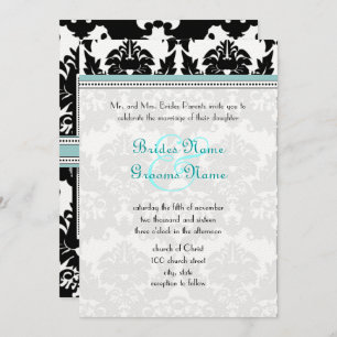 Damasco Negro com Convite para Casamento de Corte