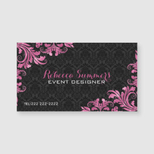 Damasco Preto de Lace Metálico Cor-de-Rosa Elegant