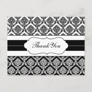 Damasco "preto e branco" Cartões de agradecimento