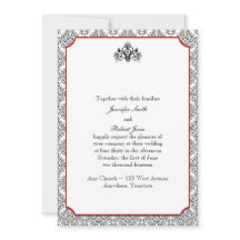 Damasco Preto e Branco com Convite para Casamento 