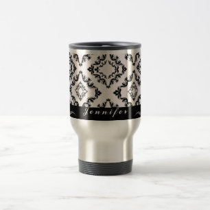 Damasco preto na moda caneca de viagem