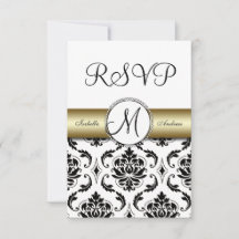 Damasco Preto Ouro RSVP Casamento