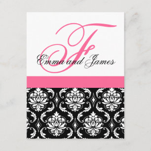 Damasco Rosa de Monograma de Convite Personalizado