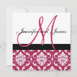 Damasco Rosa de Nomes de Monograma de Convite de C