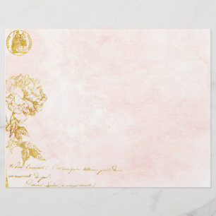 Damasco Rosa e Papel Dourado para Tabuleiro Floral