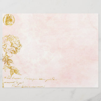 Damasco Rosa e Papel Dourado para Tabuleiro Floral