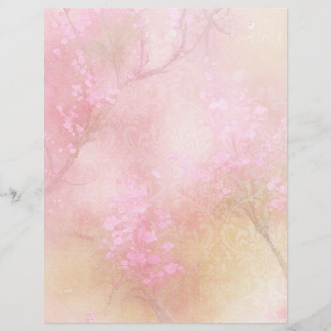 Damasco Rosa e Papel Scrapbook Floral (Frente)