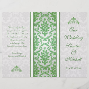 Damasco verde no programa do casamento de prata