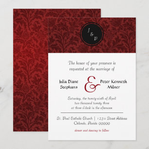Damasco Vermelho - Convite de Casamento