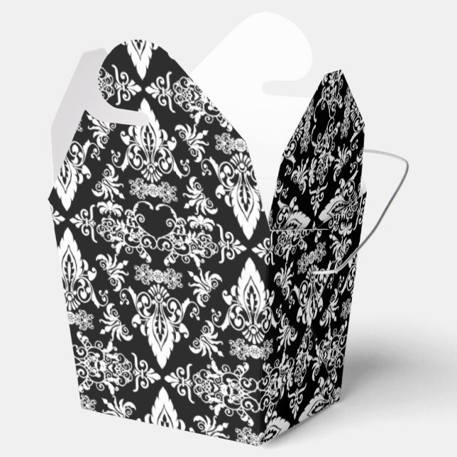 Damask 02 Black-White-Take Favor Caixas (Aberto)