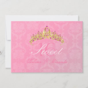 Damask 16/tiara/ convites cor-de-rosa
