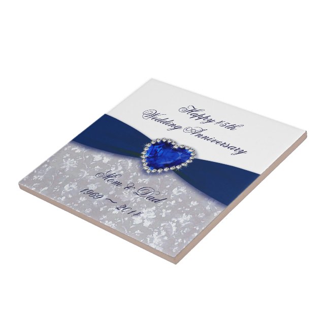 Damask 45º Azulejo de aniversário de casamento (Lateral)