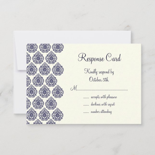 Damask Antigo RSVP (azul) (Frente)