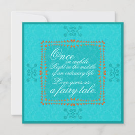 Damask Aqua Blue Romance Convite para casamento