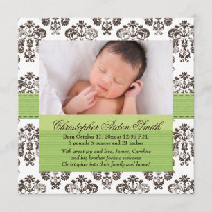 Damask Baby Birth Foto do Anúncio Verde Marrom