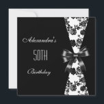 Damask Black White 50th Birthday Convite Floral<br><div class="desc">Damask Black White 50th Birthday Invitation Floral Birthday Elegant Classy All Occasion Party convida Modelo</div>
