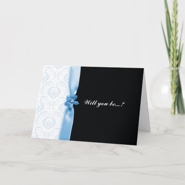 Damask blue Você será meu cartão de dama de honra? (Frente)