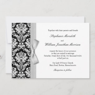 Damask Com Convite Para Casamento De Arco De Prata