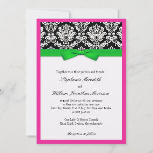 Damask Com Convite Para Casamento Verde E Rosa