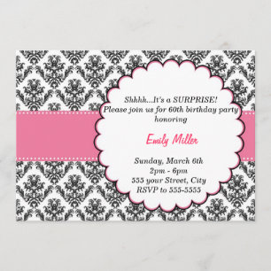 Damask Convite Para Adultos Festa de aniversário