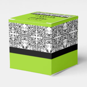 Damask Delight em Verde limão Casamento Caixa de F