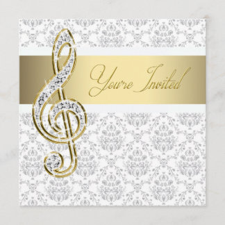 Damask Dourado Treble Clef Music Convites Consider