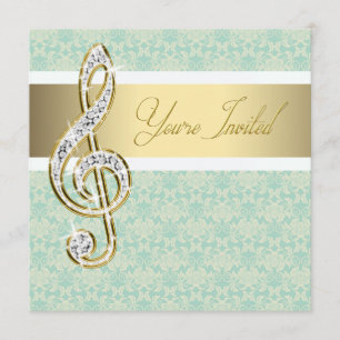 Damask Dourado Treble Clef Music Convites Consider