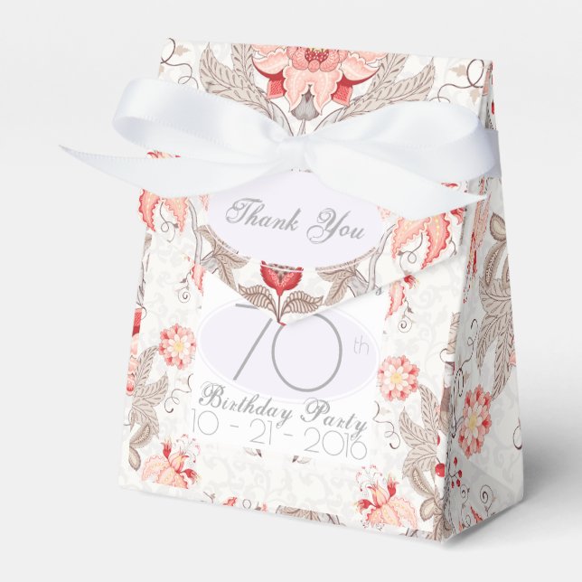 Damask Floral 70 Birthday Obrigado Caixa de Favor (Frente)