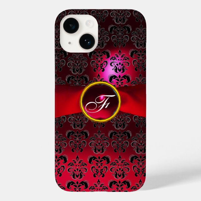 DAMASK GIRLY MONOGRAM - fita vermelha burgundy (Verso)