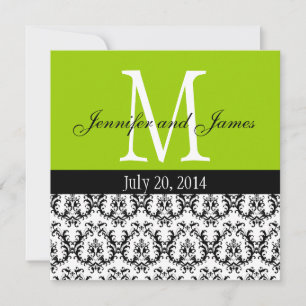 Damask Monograma - Convite para casamento Apple Ve