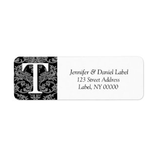 Damask Monograma T Endereço Etiquetas de Entrega