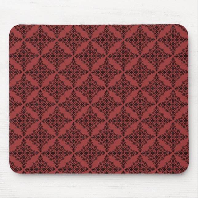 Damask Mousepad Perfeitamente Polida, Vermelho (Frente)