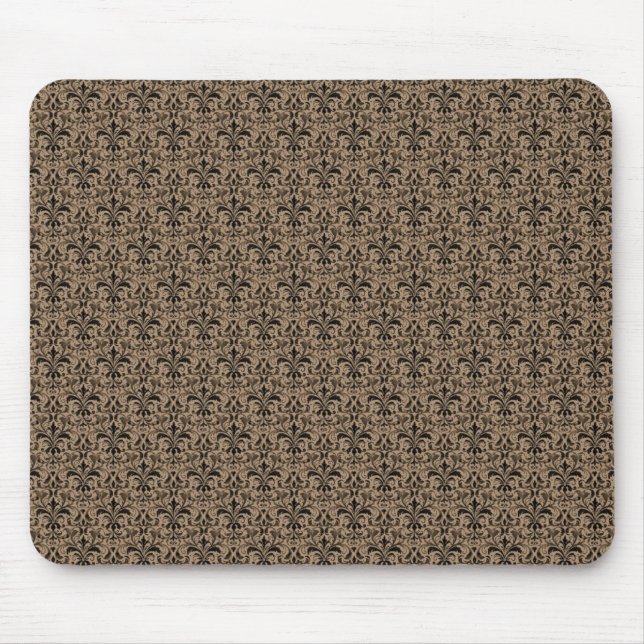 Damask Mousepad Romântico, Chocolate (Frente)