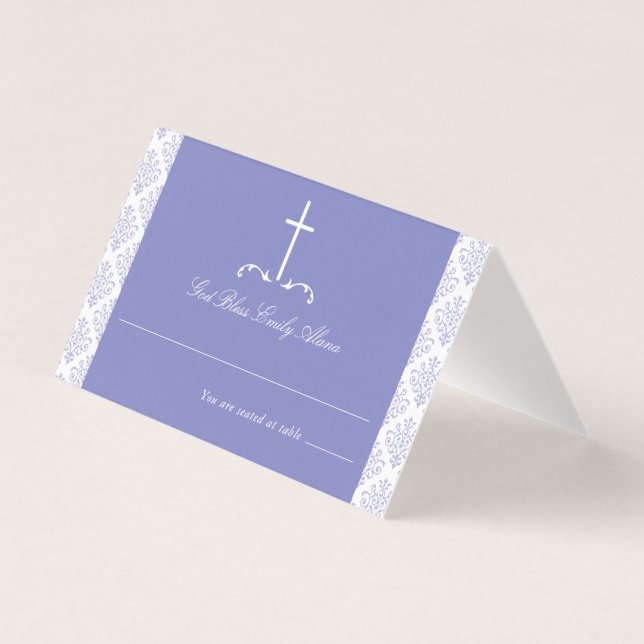 Damask Purple Primeira Comunhão Cruz Religiosa (Frente)