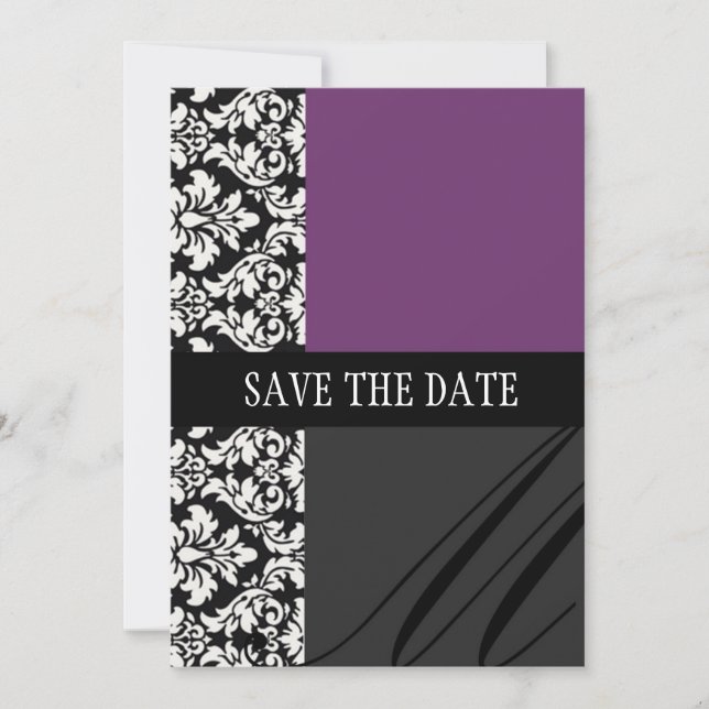 Damask Purple Salve O Cartão Data (Frente)