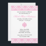 Damask Rosa Doce Dezesseis Convites<br><div class="desc">Lindos Convites de festas Doce Dezesseis ou Quinceanera apresentando uma delicada cor damasco rosa. 
 Design de Art Mujka</div>