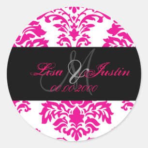 Damask rosa-quente, adesivos monogramas