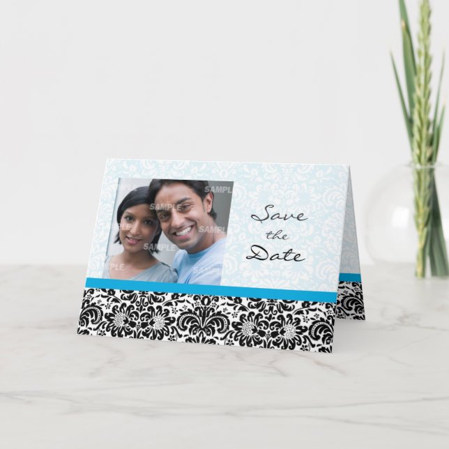Damask Save the Date Cartão com fotos (Frente)