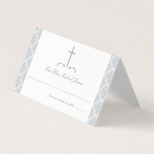 Damask Silver Cinza Primeira Cruz Religiosa Comuni